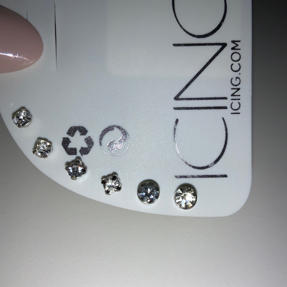 Sparkling Stud Earrings (3 pairs)